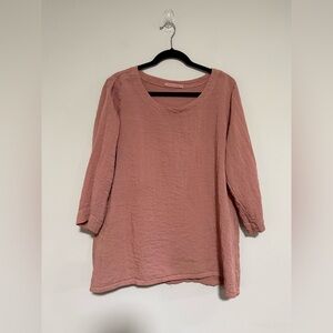 Cut Loose Dusty Rose Textured Relaxed Scoop Neck Top Medium Lagenlook Minimalist